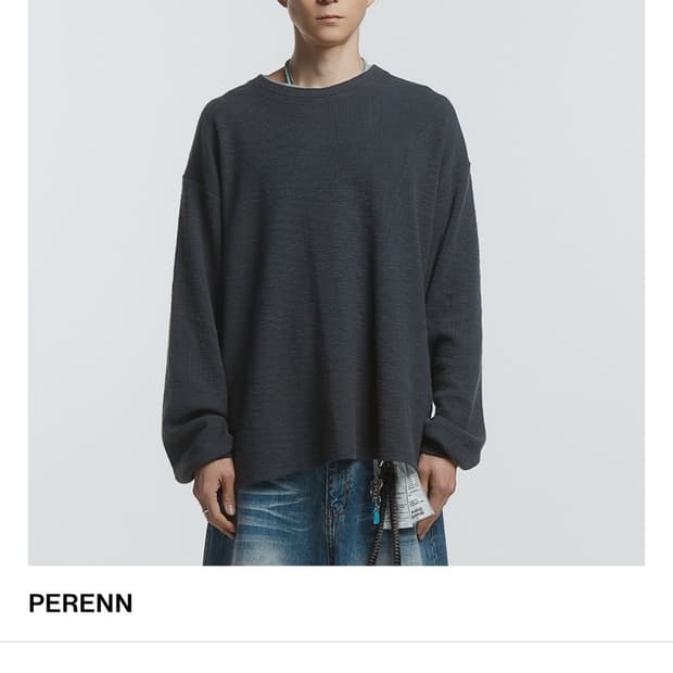 퍼렌 러드 레이어드 와플 롱슬리브 차콜 3사이즈 판매합니다.