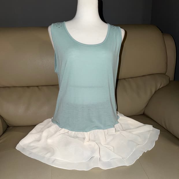 soft mint frill layered sleeveless