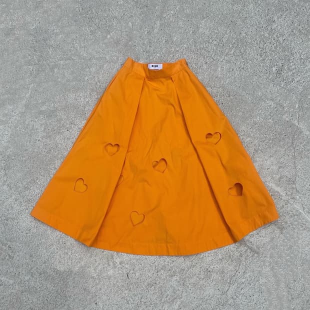 MSGM Orange heart cut out skirt