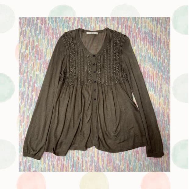 카키브라운 가디건 