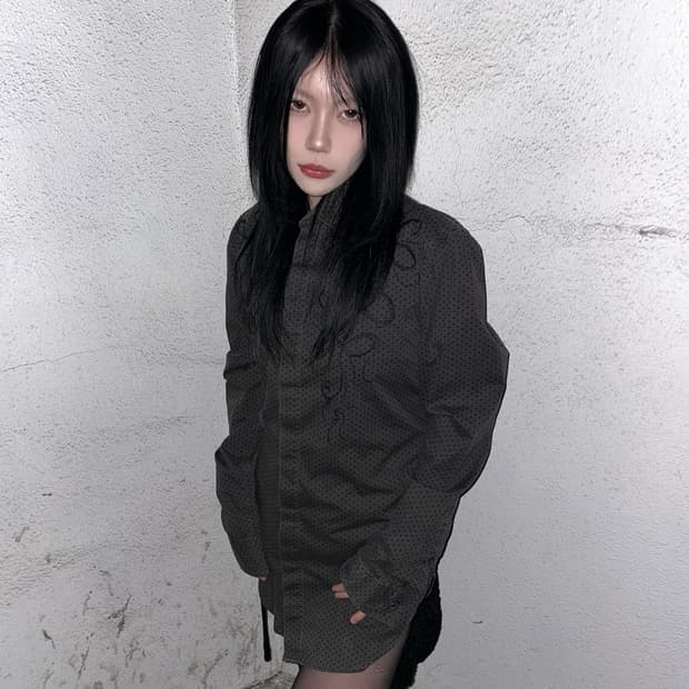 [정품]디젤 도트 패턴 자수 셔츠