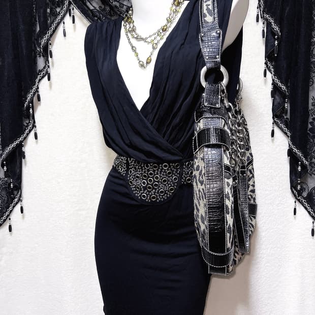 오네갸루 로맨틱고딕 고스펑크 스터드 펀칭 드레이프 드레스 원피스 헤이세이