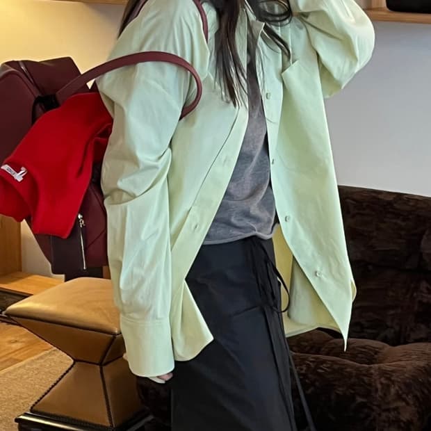 에토스 마일디 오버사이즈 셔츠 라임색상