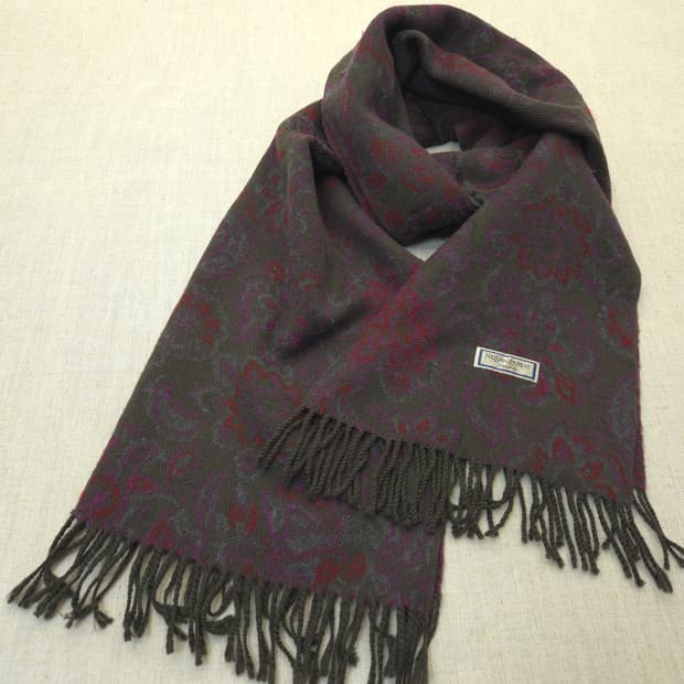 입생로랑 페이즐리 울 머플러 브라운