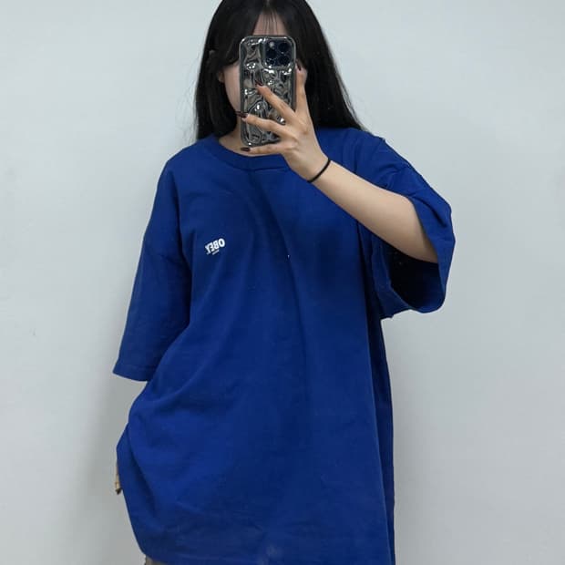 오베이 빅로고 반팔 티셔츠 블루 E32