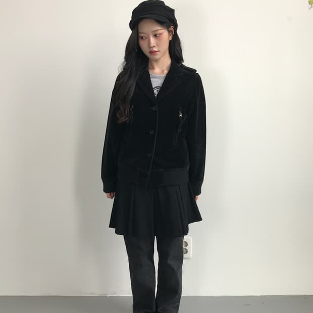 JEANASIS Black Velvet Short Jacket