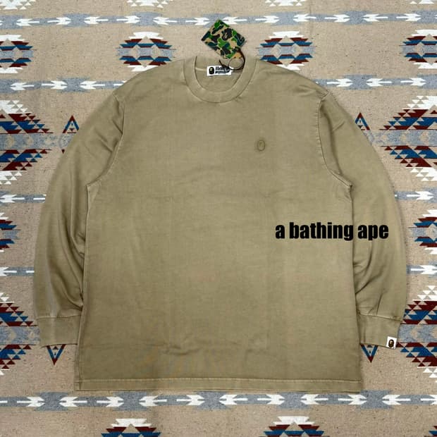 [L] 베이프 가먼트 다잉 롱 슬리브 티셔츠 베이지