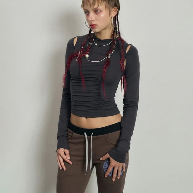 (M) 배디 컷아웃 셔링 후드