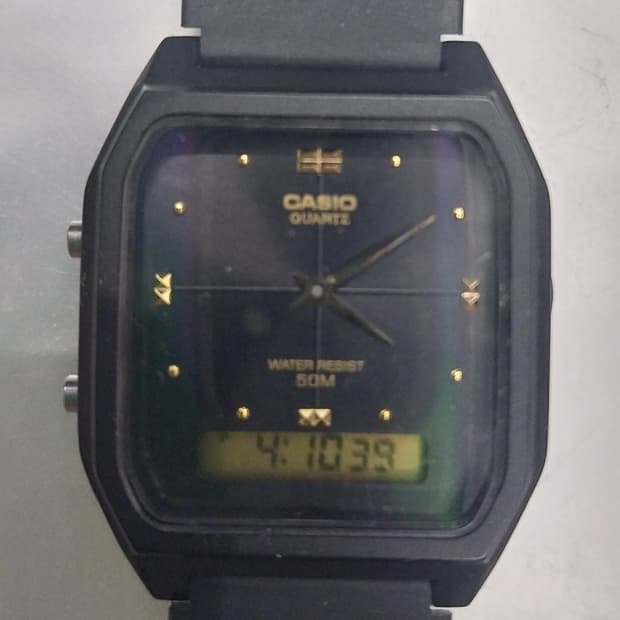 카시오 AW48HE-1AV 블랙 아날로그 디지털 시계