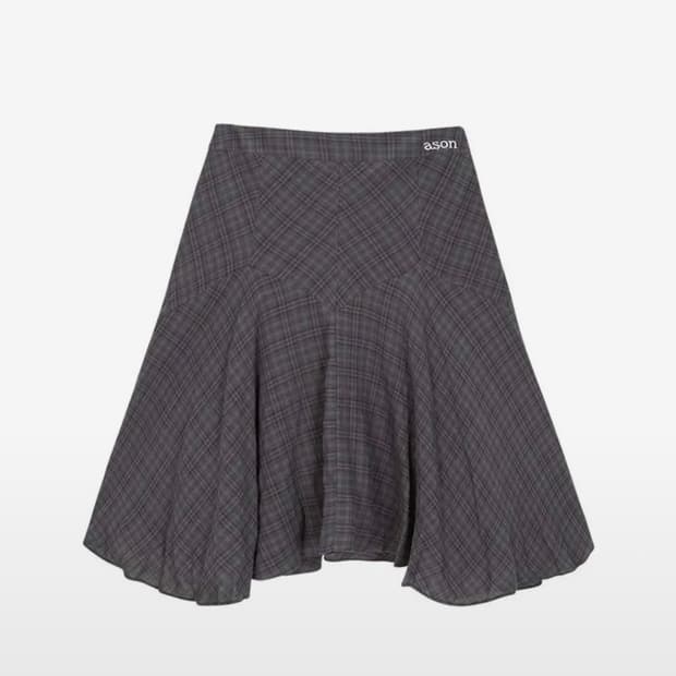 애즈온 LONDON CHECK MIDI SKIRT / PURPLE