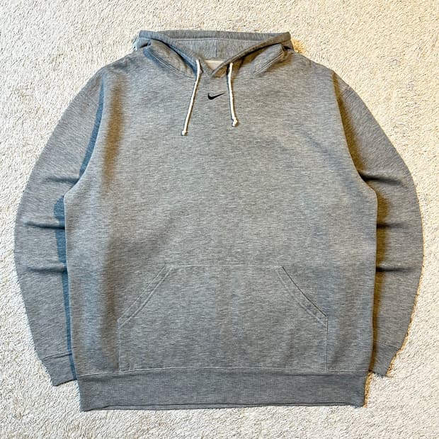 희귀) 00's 나이키 올드스쿨 센터 스우시 후드티 그레이