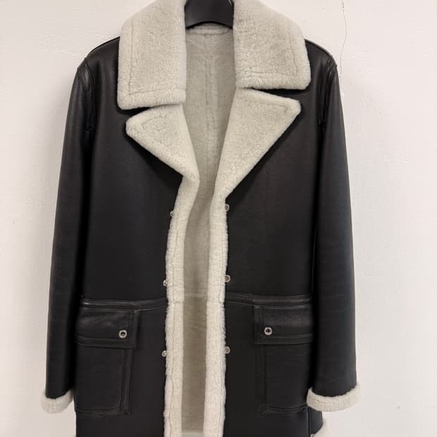 스페인 메리노 무스탕 시어링 하프 코트