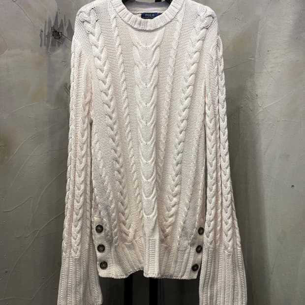 폴로 랄프로렌 아이보리 케이블 니트 66~77