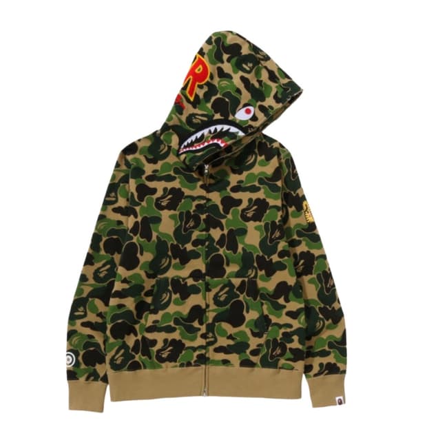 베이프 PONR ABC 카모 샤크 풀 집 후드 아미 그린