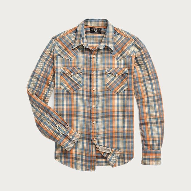 RRL 플래드 트윌 웨스턴 셔츠
