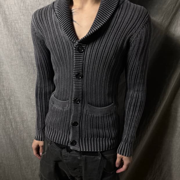 FUGA Washed Shawl Collar Knit Cadigan