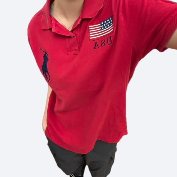 🔥폴로 랄프로렌 빅포니 성조기 커스텀핏 레드 카라티 PK티🔥