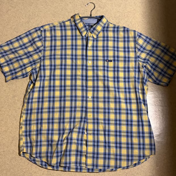 CHAPS 체크 반팔 셔츠, XXL