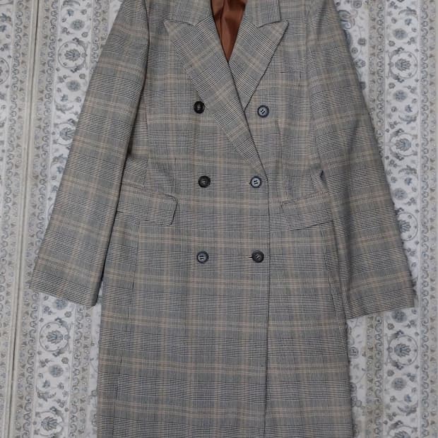 케네스 레이디 체크 더블 버튼 롱 코트 66