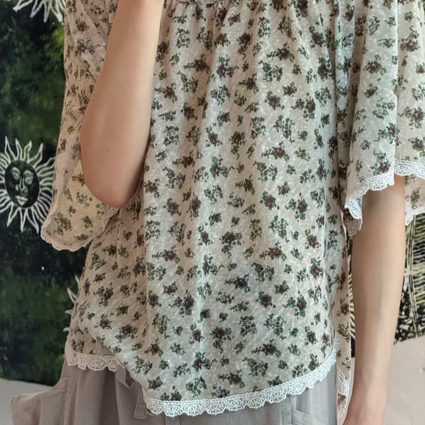 빈티지 플라워 레이스 블라우스