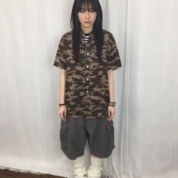 BEAMS HEART Linen Camo Shirt