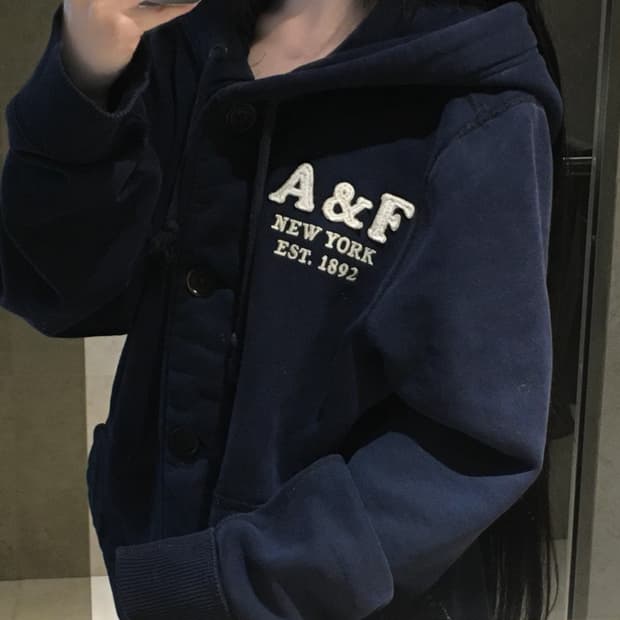 아베크롬비 네이비 후드 집업 핀터레스트 핀터깔 y2K 점퍼