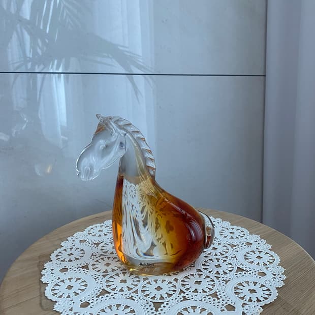 앰버 유리 공예 multi glass 말 장식품