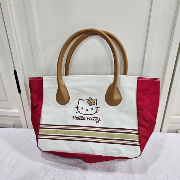 헬로키티 레드/화이트 토트백