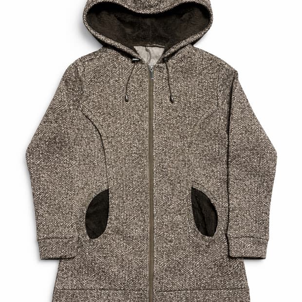 JPN 일본 빈티지 Y2K 모리걸 브라운 트위드 보아안감 후드집업 M