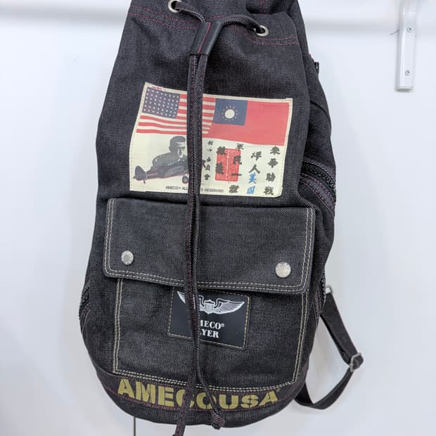 USA 아메코 밀리터리 스트링 데님 백팩 