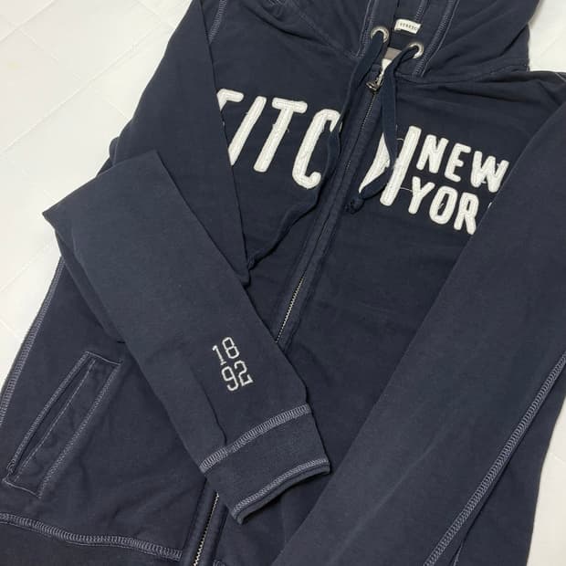 아베크롬비 여성 슬림핏 후드집업 네이비