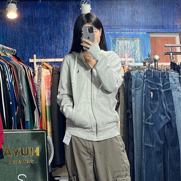 폴로 그레이 후드집업 M