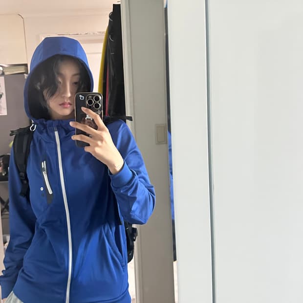 휠라 블루 후드 집업 트랙 재킷