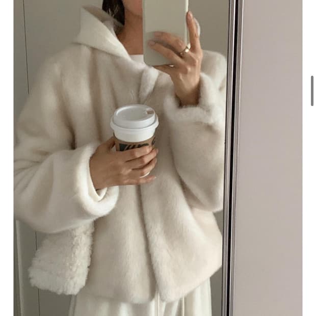 리터 샌드 밍크 퍼자켓 아이보리 컬러