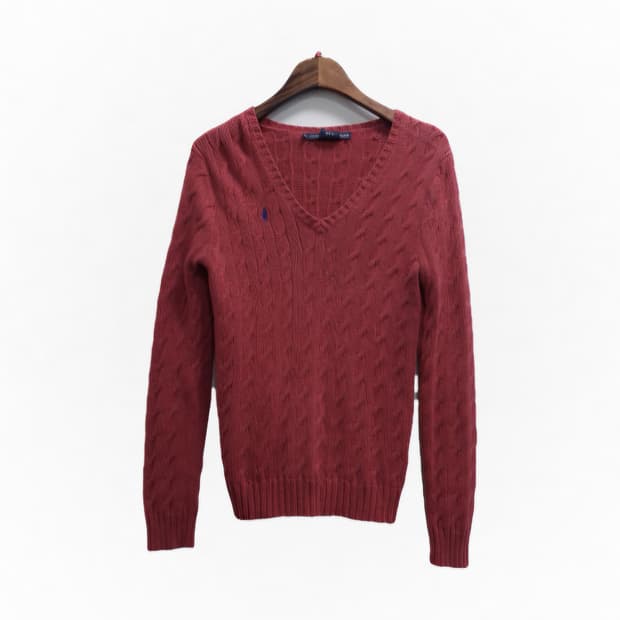 폴로 랄프로렌 브이넥 꽈베기 니트 M