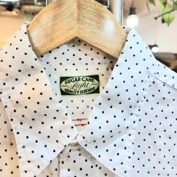 SUGAR CANE 슈가케인 리넨 도트 반팔 셔츠