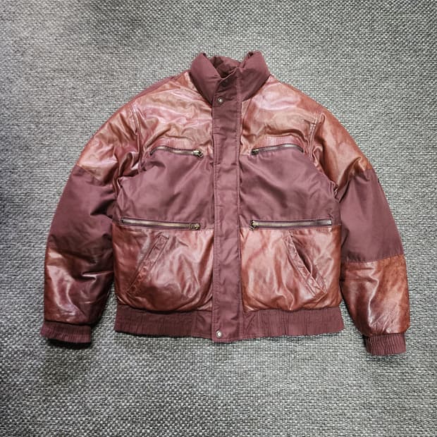 빈티지 소가죽 배색 덕다운 점퍼 95사이즈