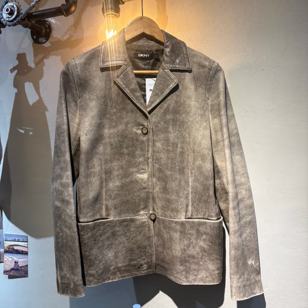 DKNY 빈티지 크랙 에이징 레더재킷