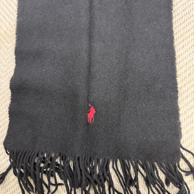 정품) 폴로랄프로렌  블랙 머플러 목도리 레드 로고 