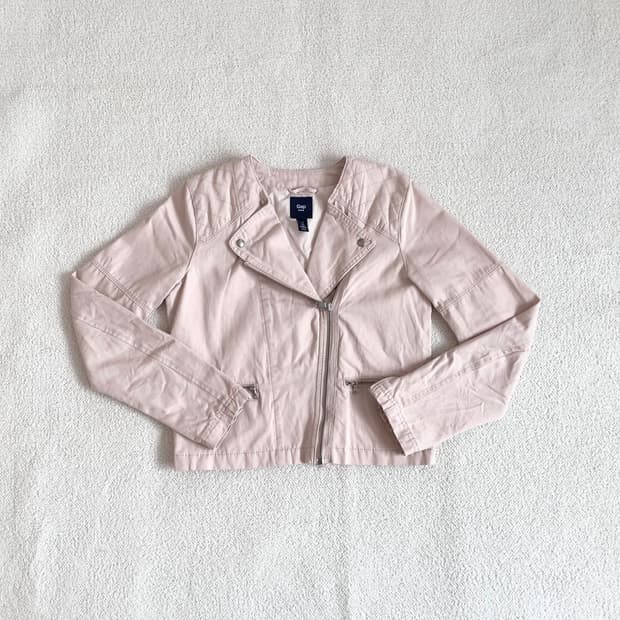 Gap 파우더핑크 코튼 라이더자켓