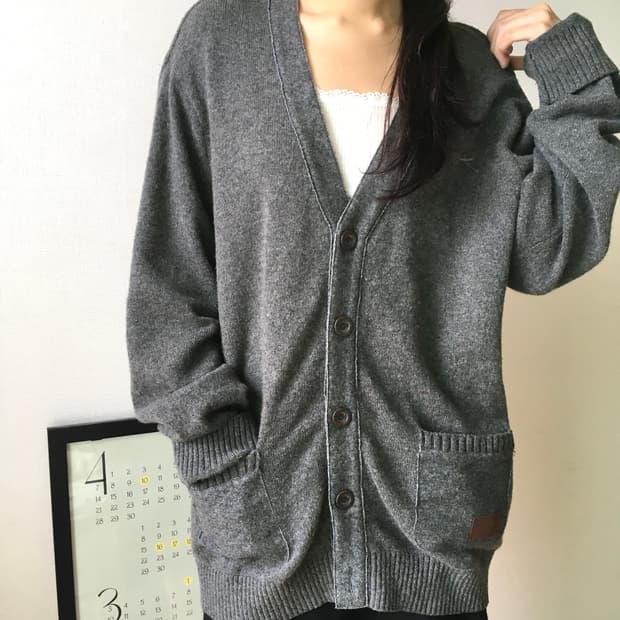 오버핏 버튼 롱 가디건