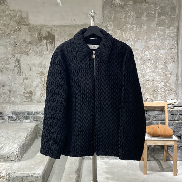 막스마라 블랙 패디 나일론 집업 자켓