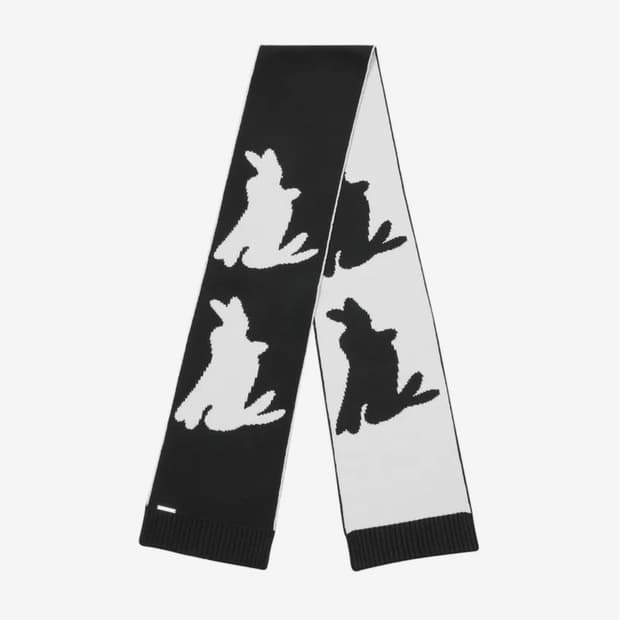 Twin rabbit knit muffler BLACK