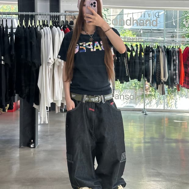 베이프 컬러카모 반팔티셔츠