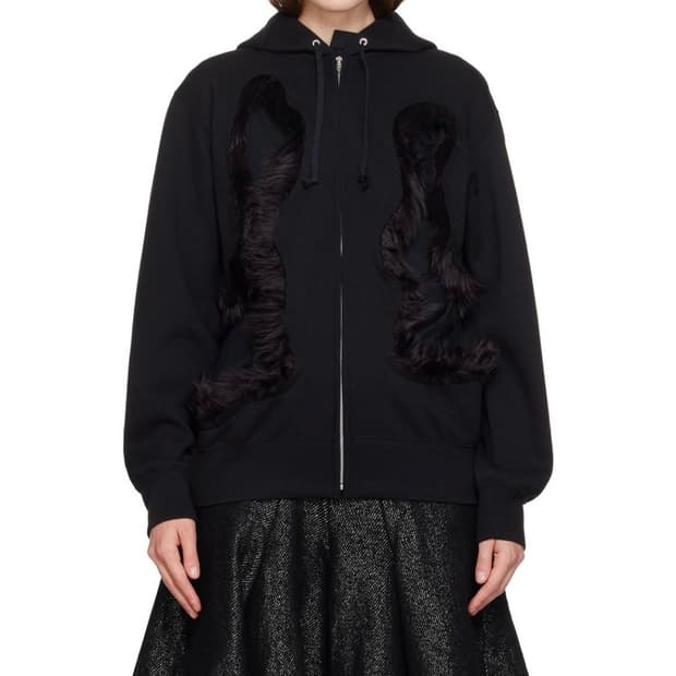 꼼데가르송 옴므 플러스 블랙 컷아웃 후디