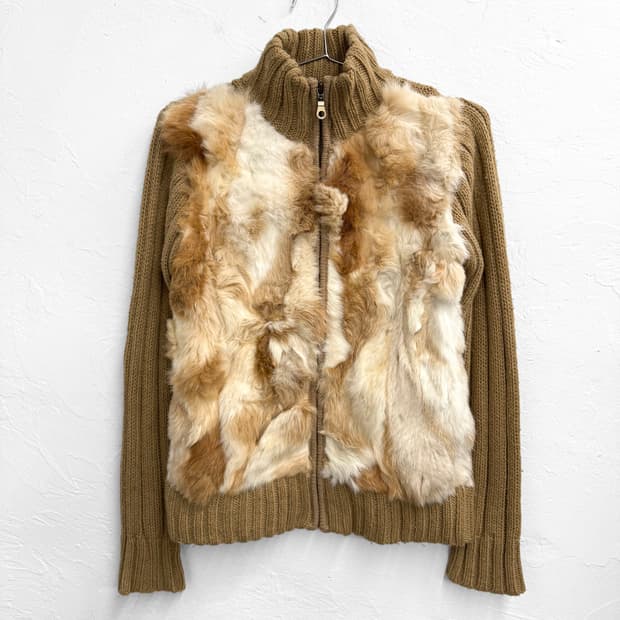 moviment 래빗 퍼 니트집업