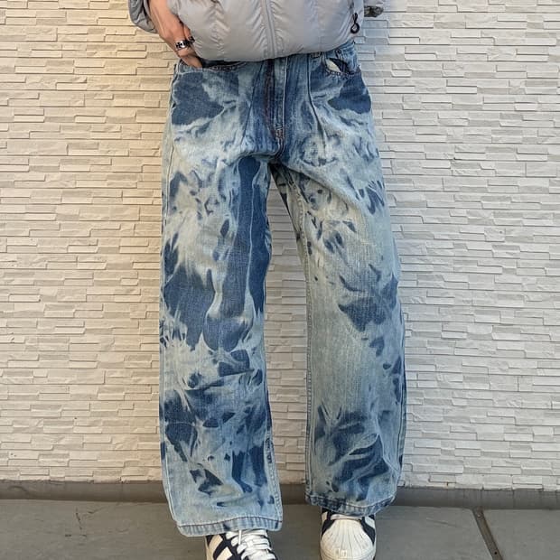 90s ECKO UNLTD 올드스쿨 블리치 타이 다이 데님 팬츠