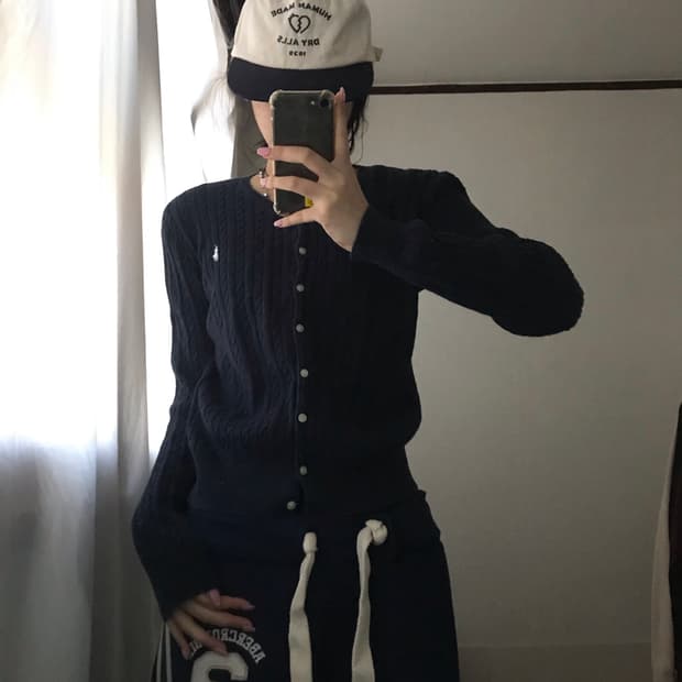폴로 네이비 케이블 가디건