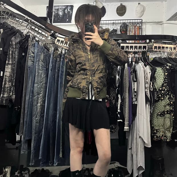 퍼 후드 투웨이 프린팅 패딩