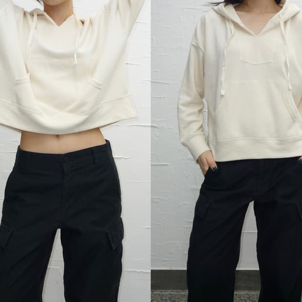 croppedd v-neck hoodie